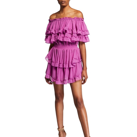 MISA Los Angeles Isella Off The Shoulder Tiered Ruffle Mini Dress - Picture 2 of 5